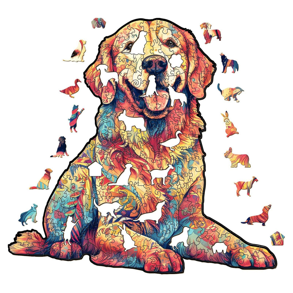 Loyal Golden Retriever Wooden Jigsaw Puzzle