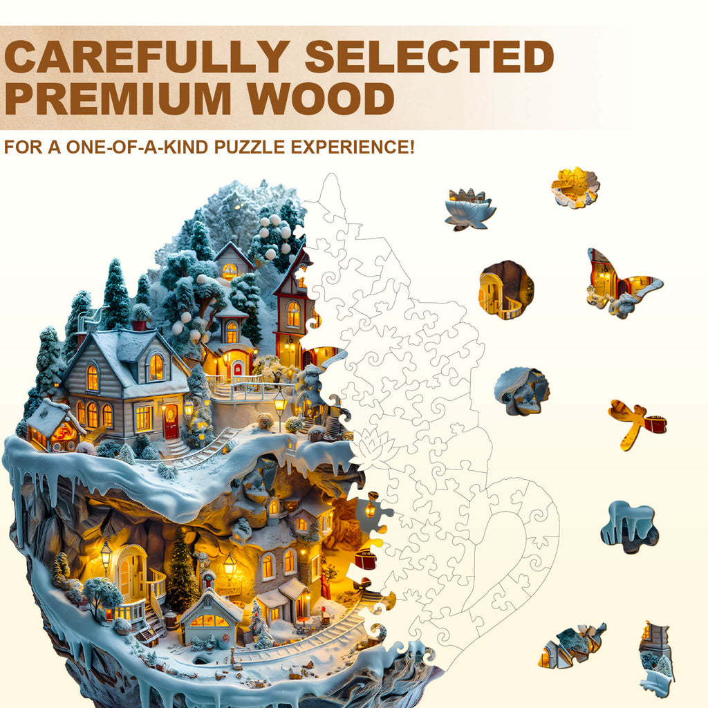 Train and Village Wooden Jigsaw Puzzle