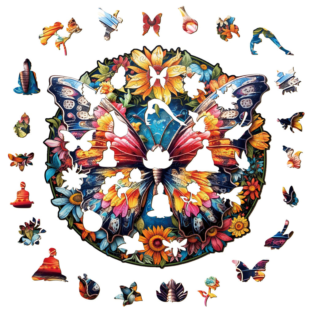 Butterflies And Sunflowers Wooden Jigsaw Puzzle