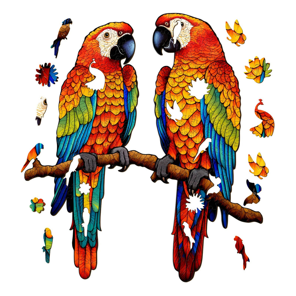 Chatting Parrots Wooden Jigsaw Puzzle