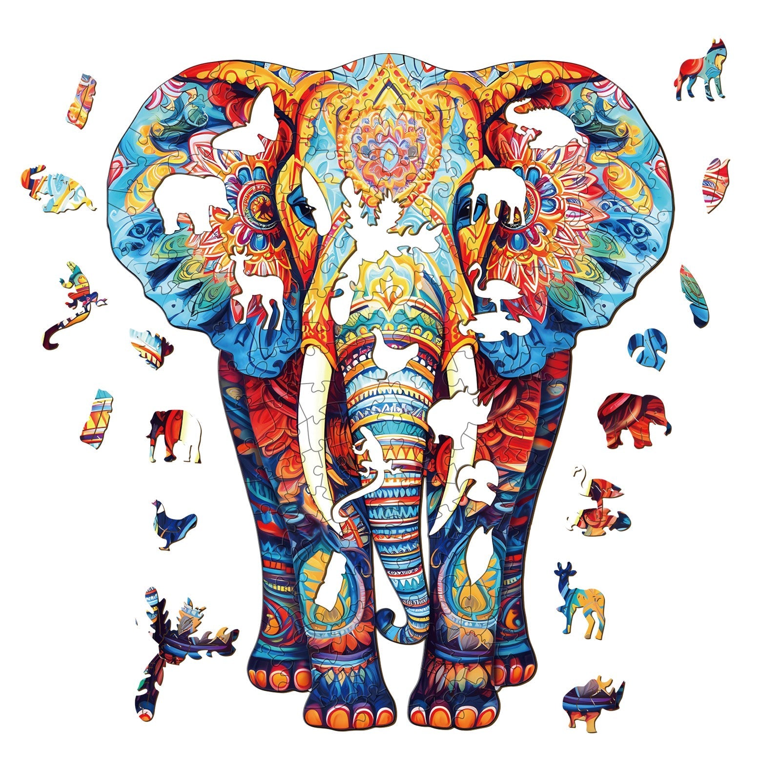 Orange Elephant Wooden Jigsaw Puzzle