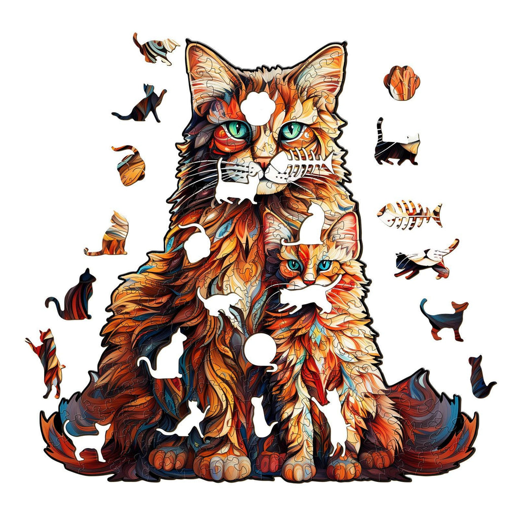 Maine Coon Family Wooden Jigsaw Puzzle