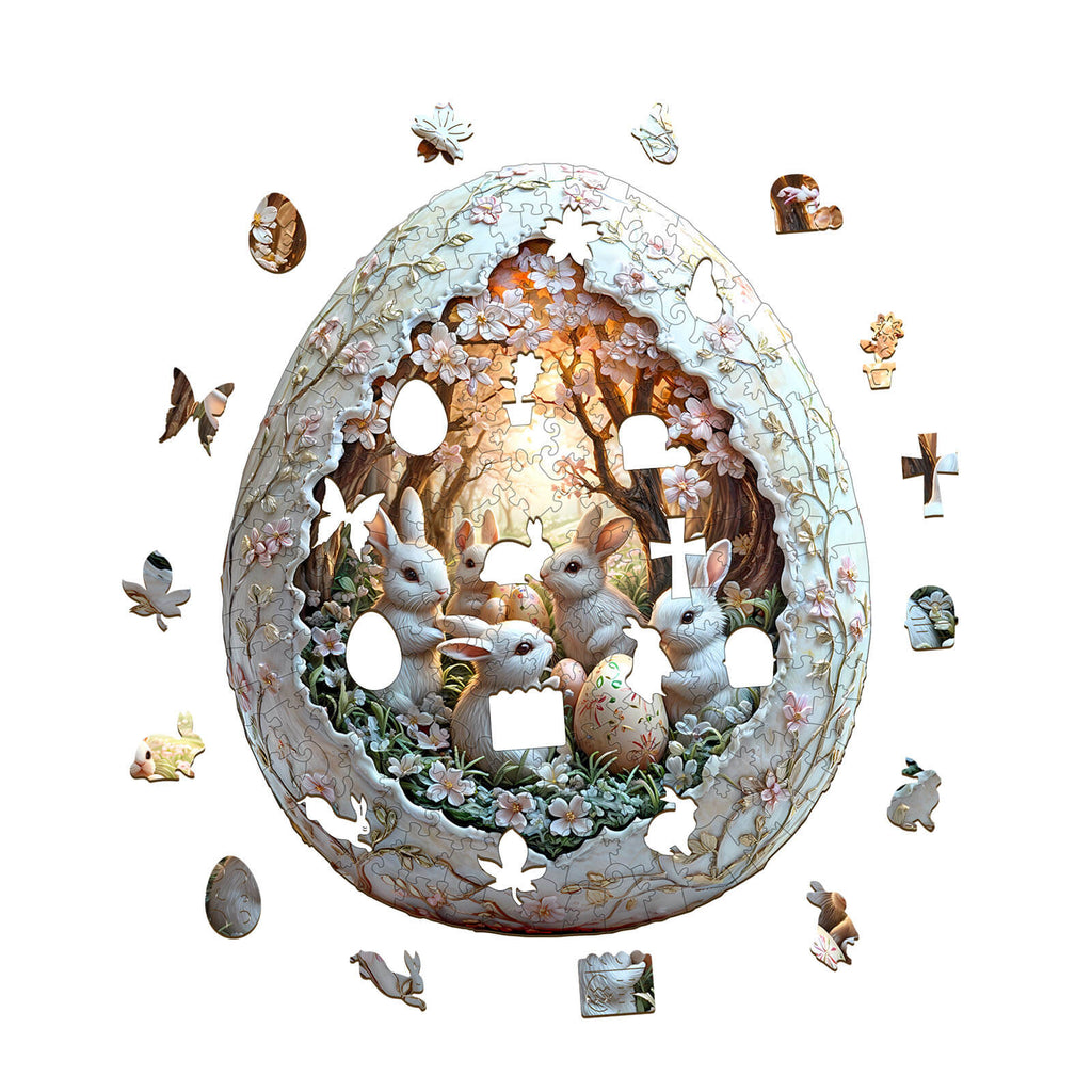 3D Eggshell world Easter-2  Wooden Jigsaw Puzzle