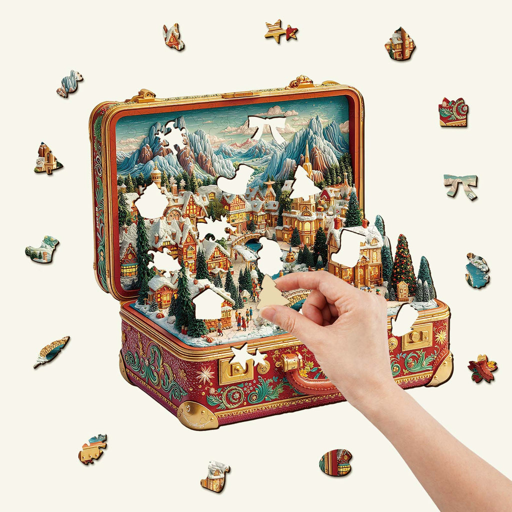 Suitcase Scenery-Christmas Wooden Jigsaw Puzzle