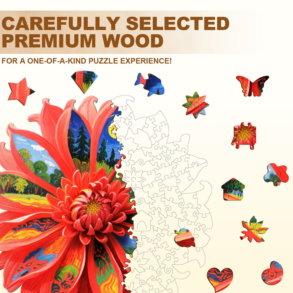 Oil On Chrysanthemum Wooden Jigsaw Puzzle