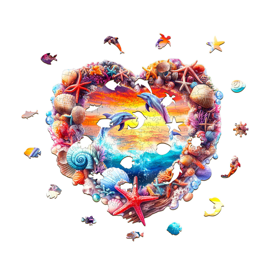 Coral and Dolphin Wooden Jigsaw Puzzle