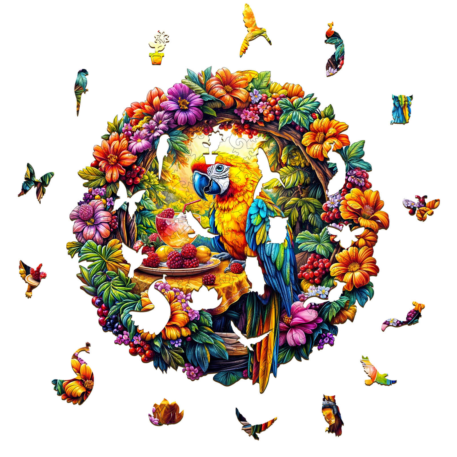The parrot's tea-1 Wooden Jigsaw Puzzle