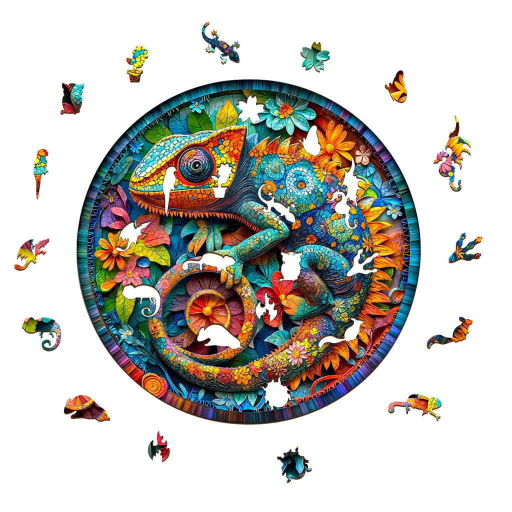 paper chameleon Wooden Jigsaw Puzzle
