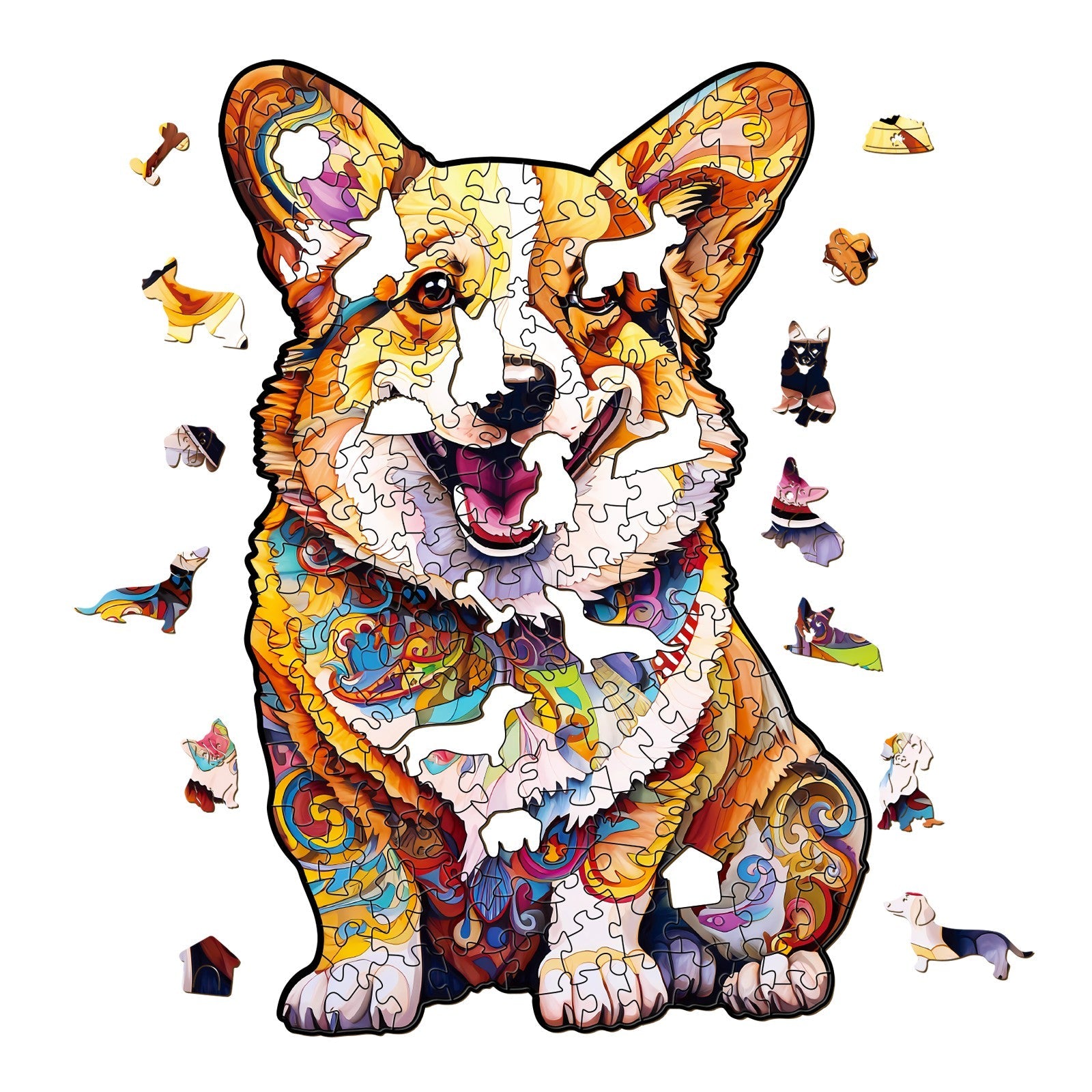 Clever Corgi 3 Wooden Jigsaw Puzzle
