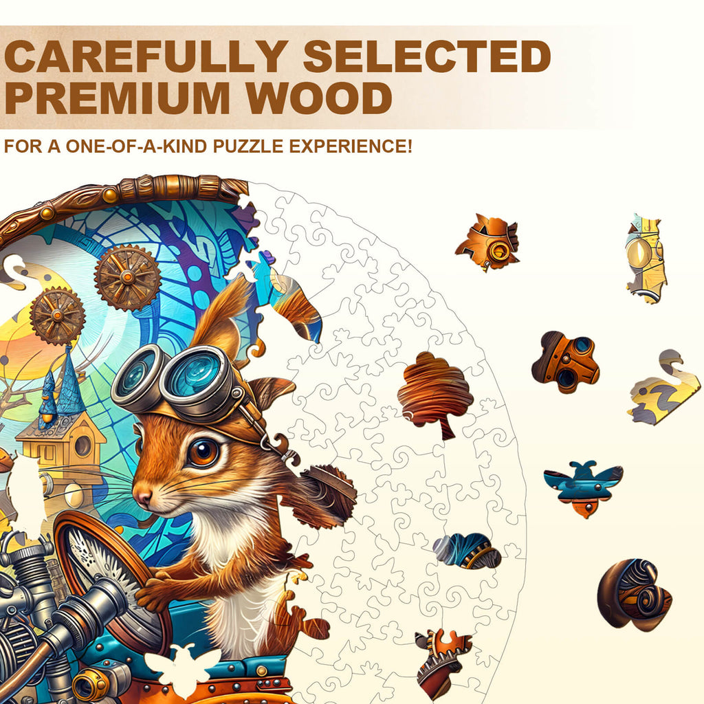 Happy squirrel Wooden Jigsaw Puzzle