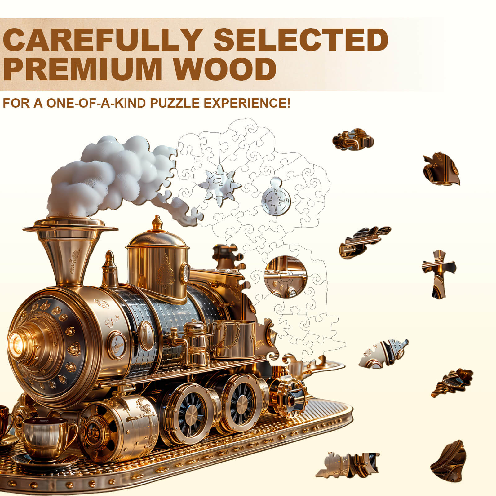 Train coffee machine Wooden Jigsaw Puzzle