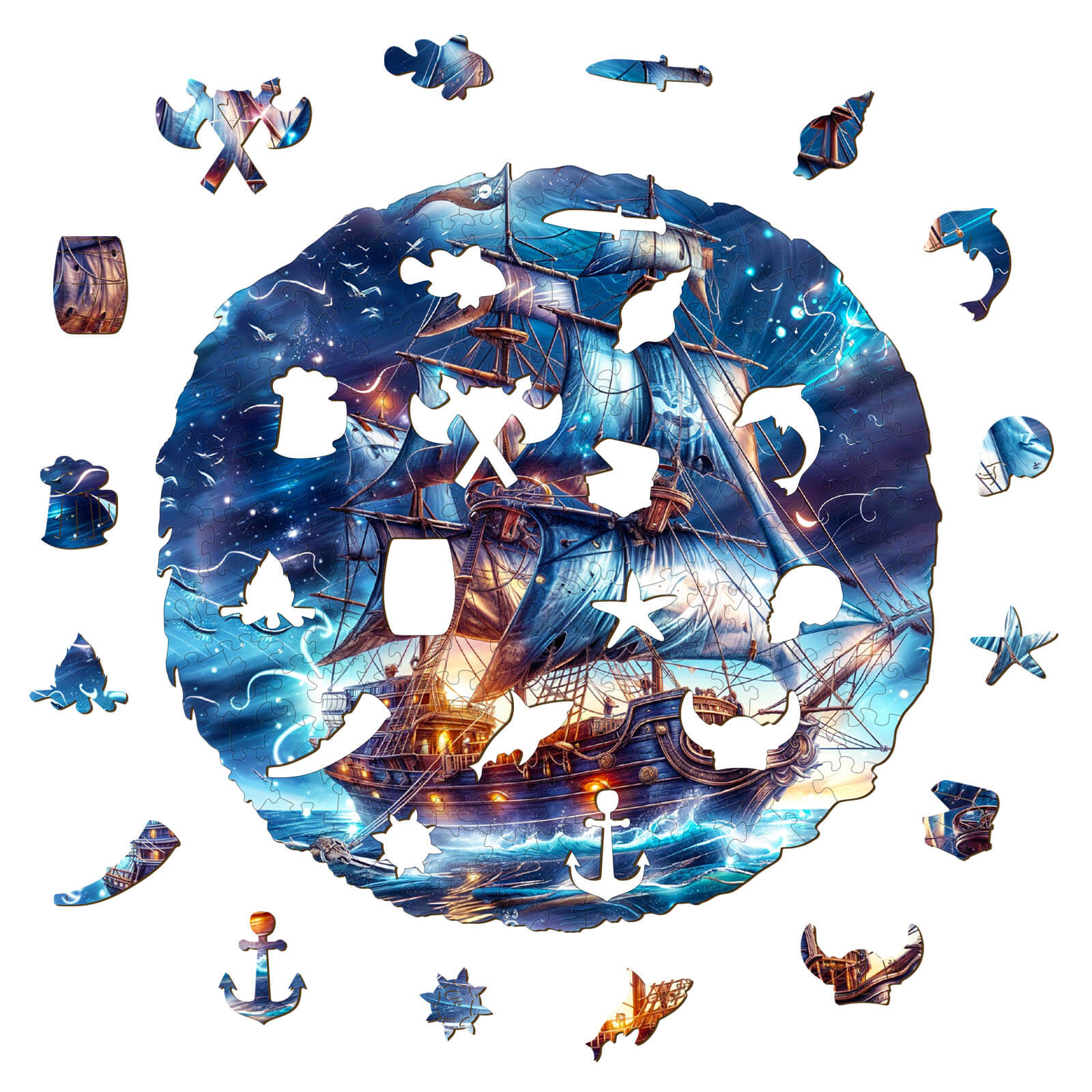 Blue Voyage Wooden Jigsaw Puzzle