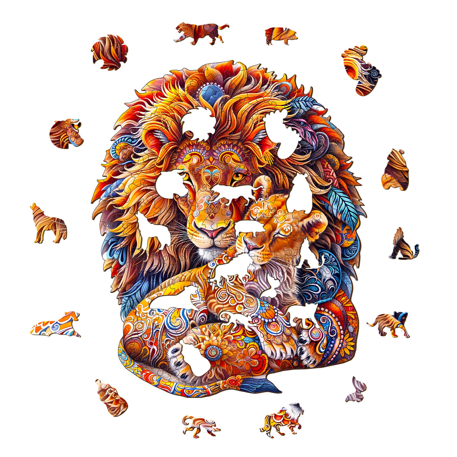 Fatherly Lion Wooden Jigsaw Puzzle