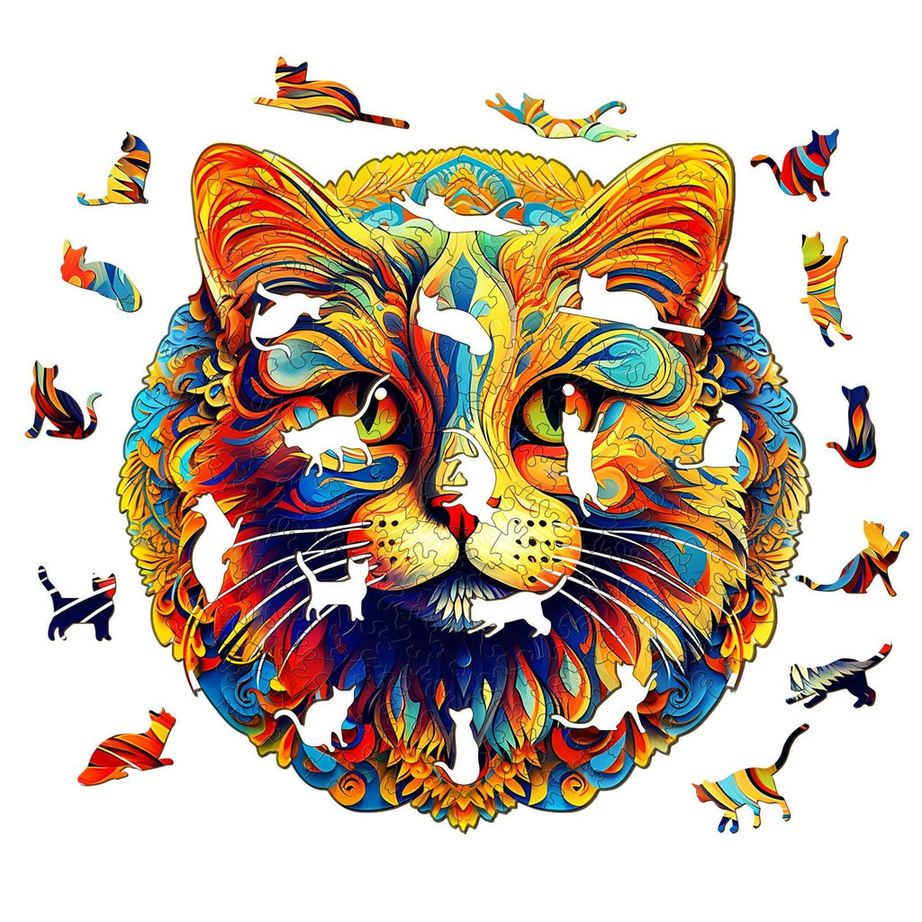 Colorful Cat Wooden Jigsaw Puzzle