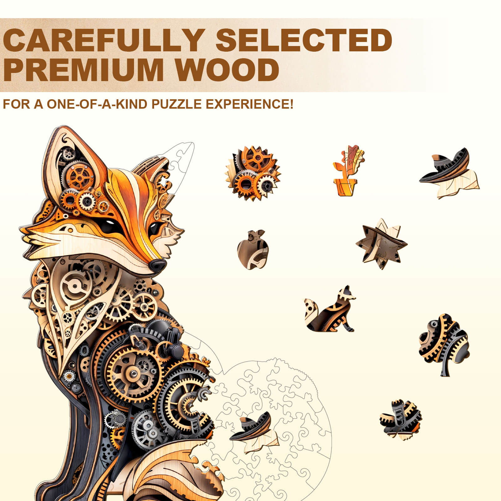 3D Gear fox Wooden Jigsaw Puzzle