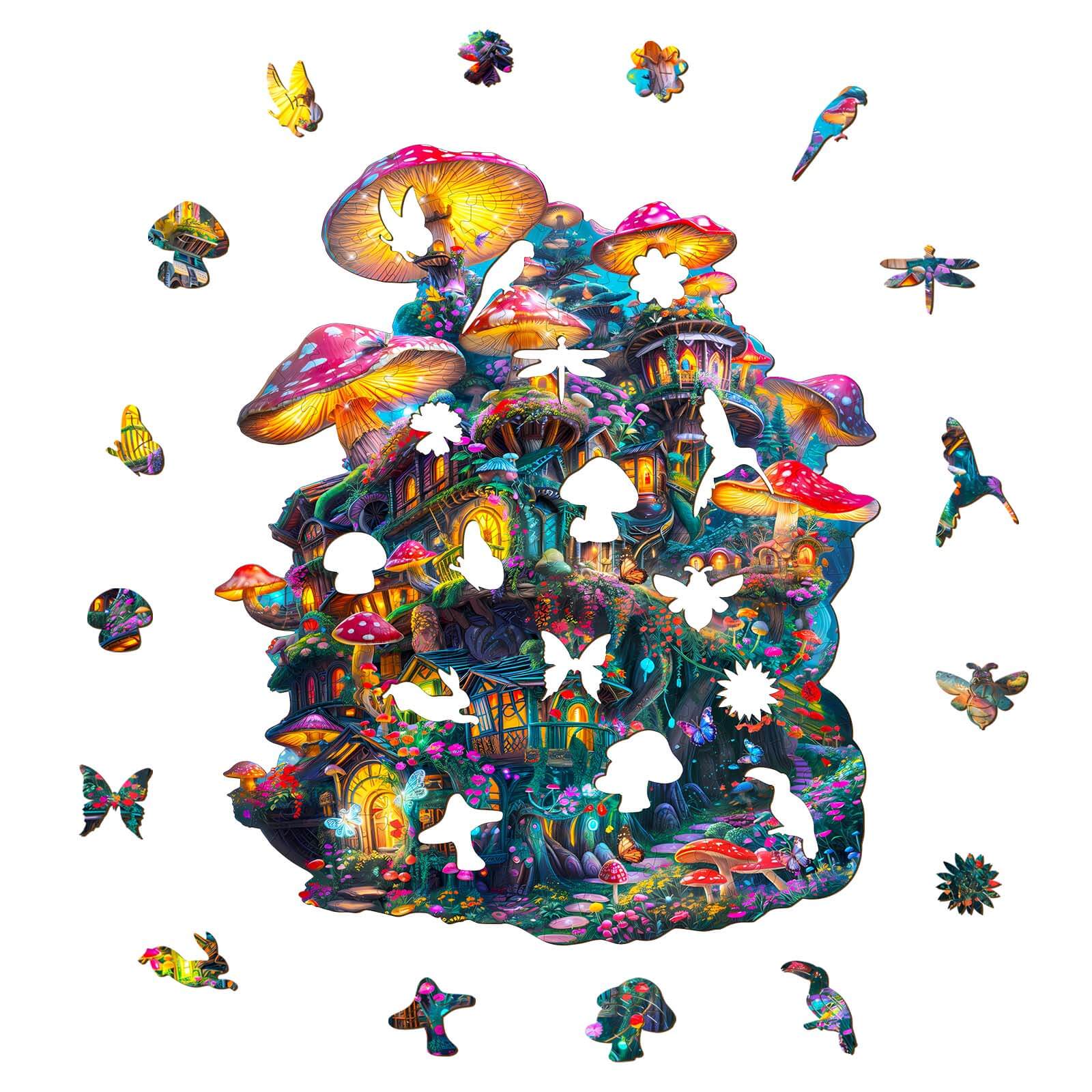Dreamy Mushroom Wooden Jigsaw Puzzle