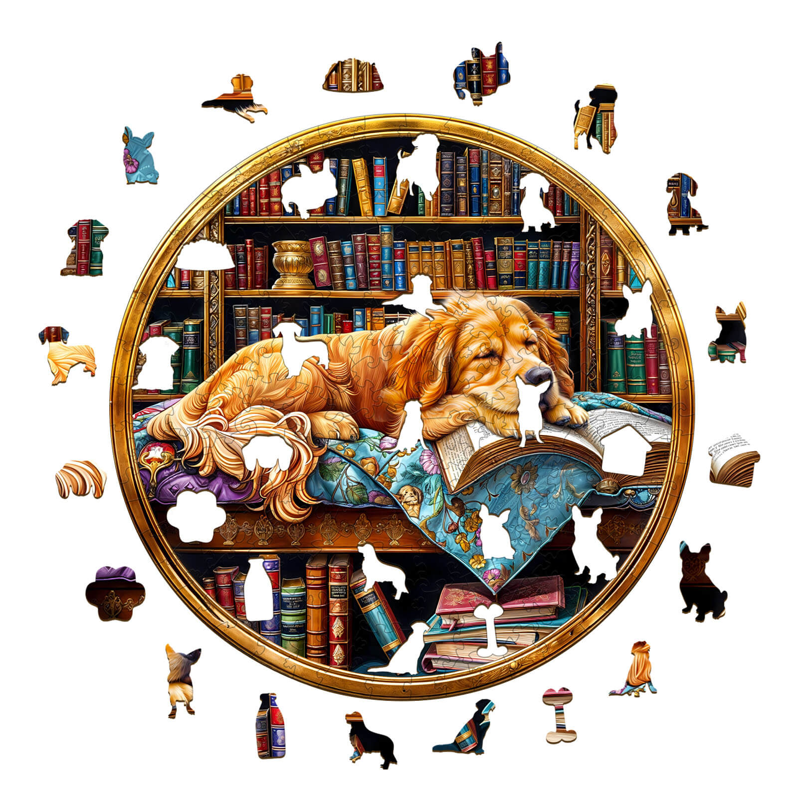Book's Golden Retriever Wooden Jigsaw Puzzle