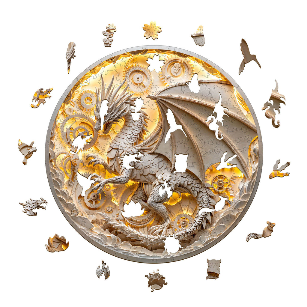 3D paper dragon Wooden Jigsaw Puzzle
