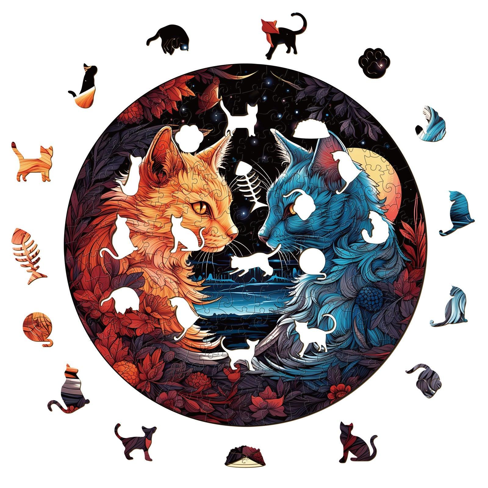 Yin Yang Cat-2 Wooden Jigsaw Puzzle