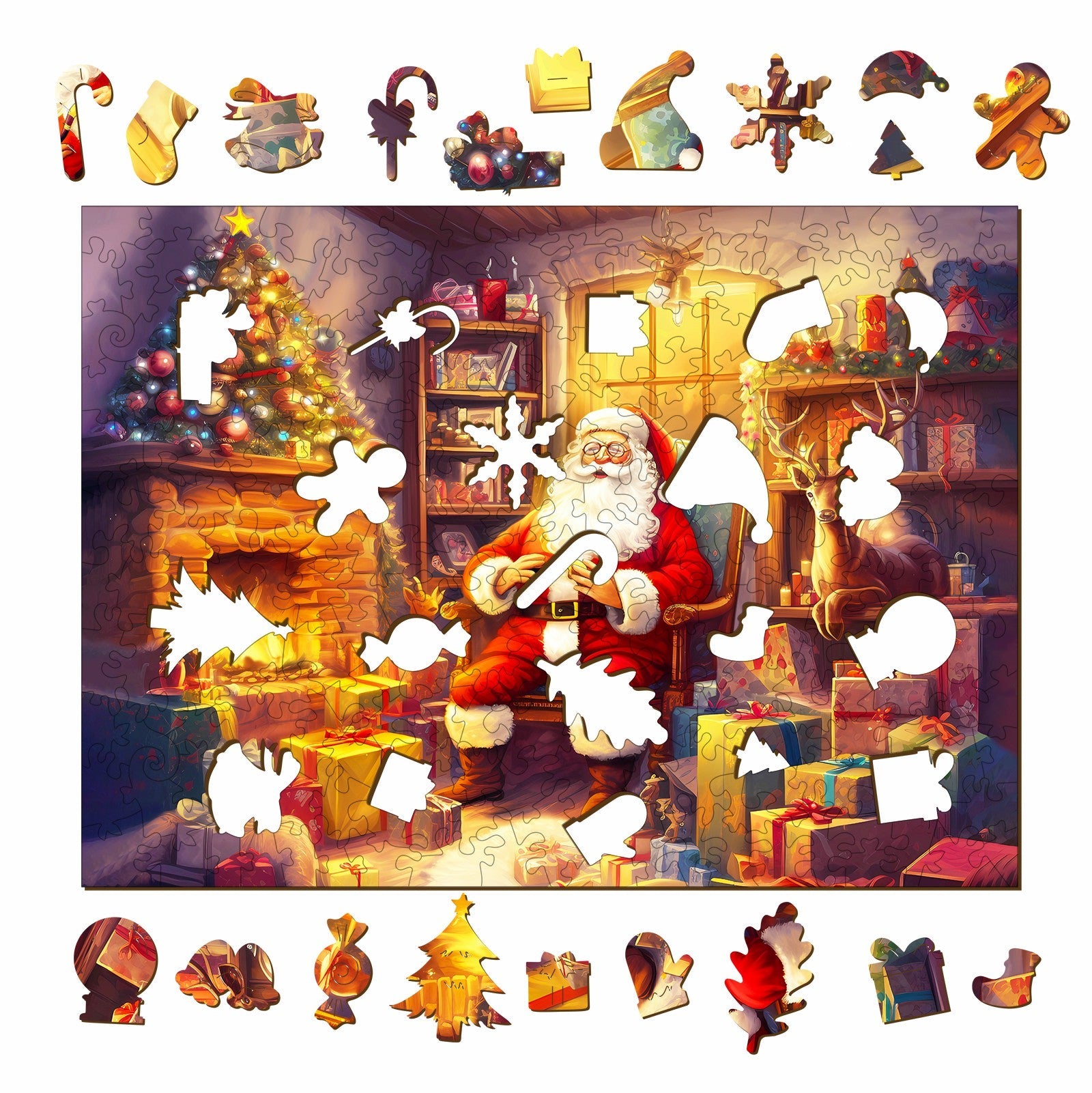 Jolly Santa Claus Wooden Jigsaw Puzzle
