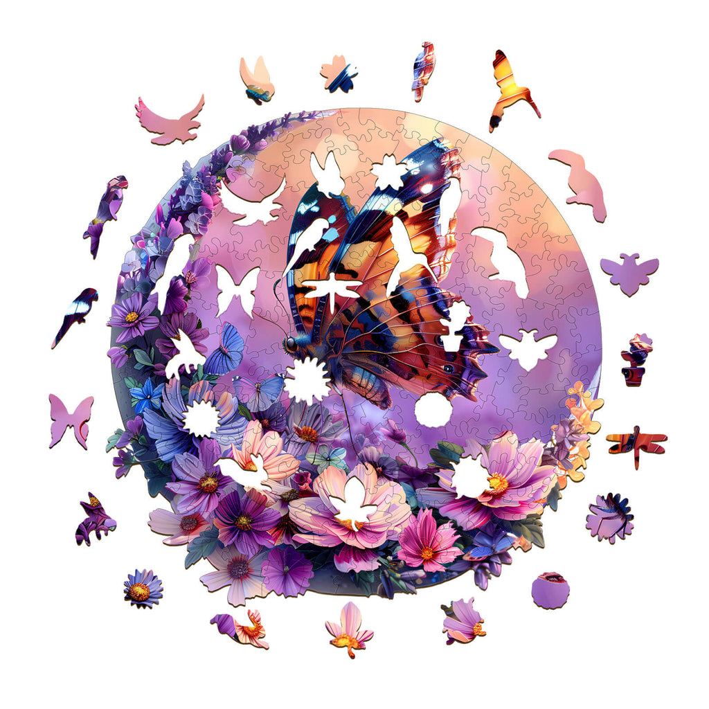 Butterfly and Moon-1 Wooden Jigsaw Puzzle