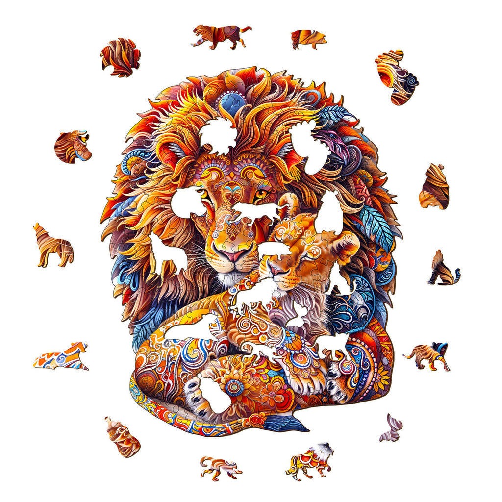 Fatherly Lion Wooden Jigsaw Puzzle