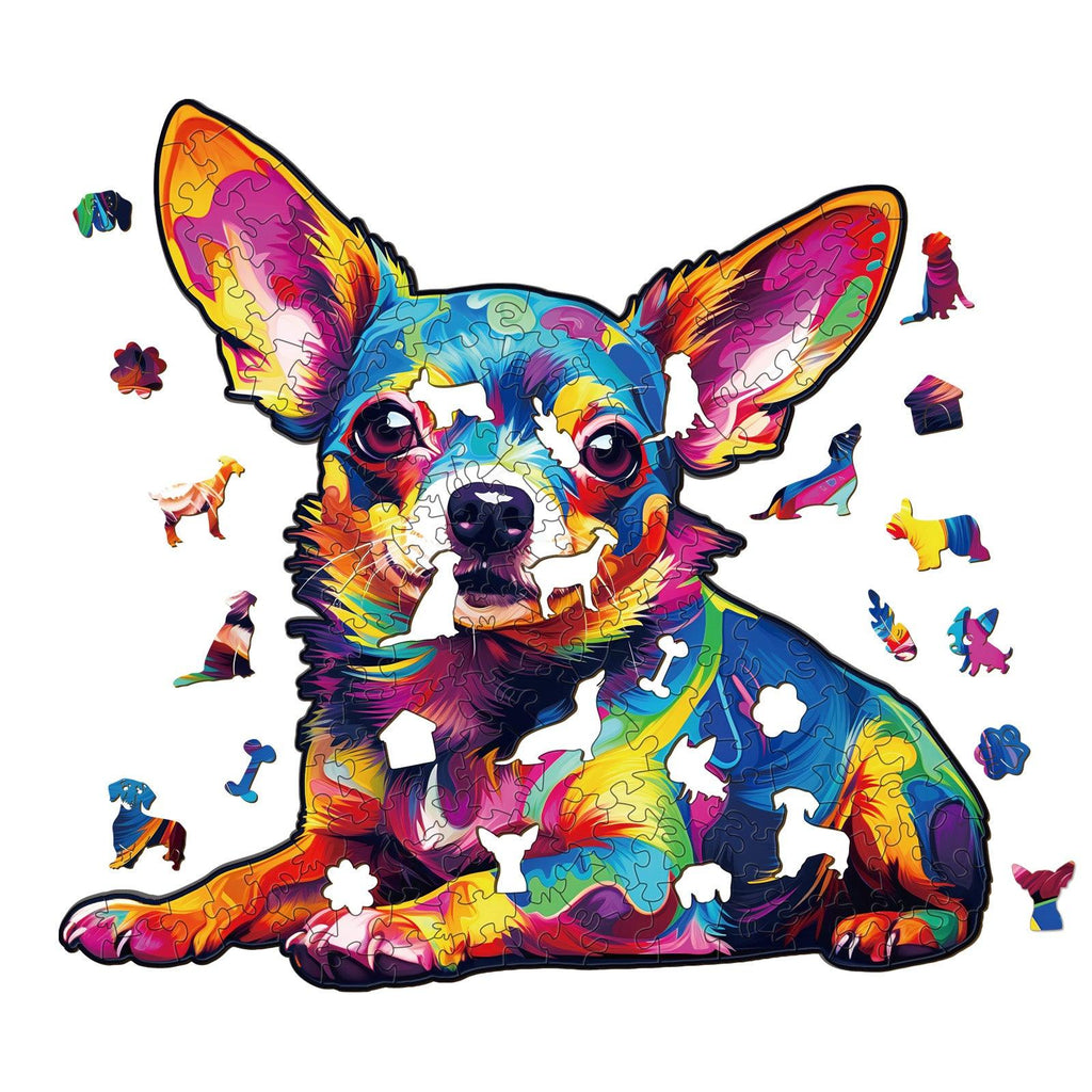 Colorful Chihuahua Wooden Jigsaw Puzzle