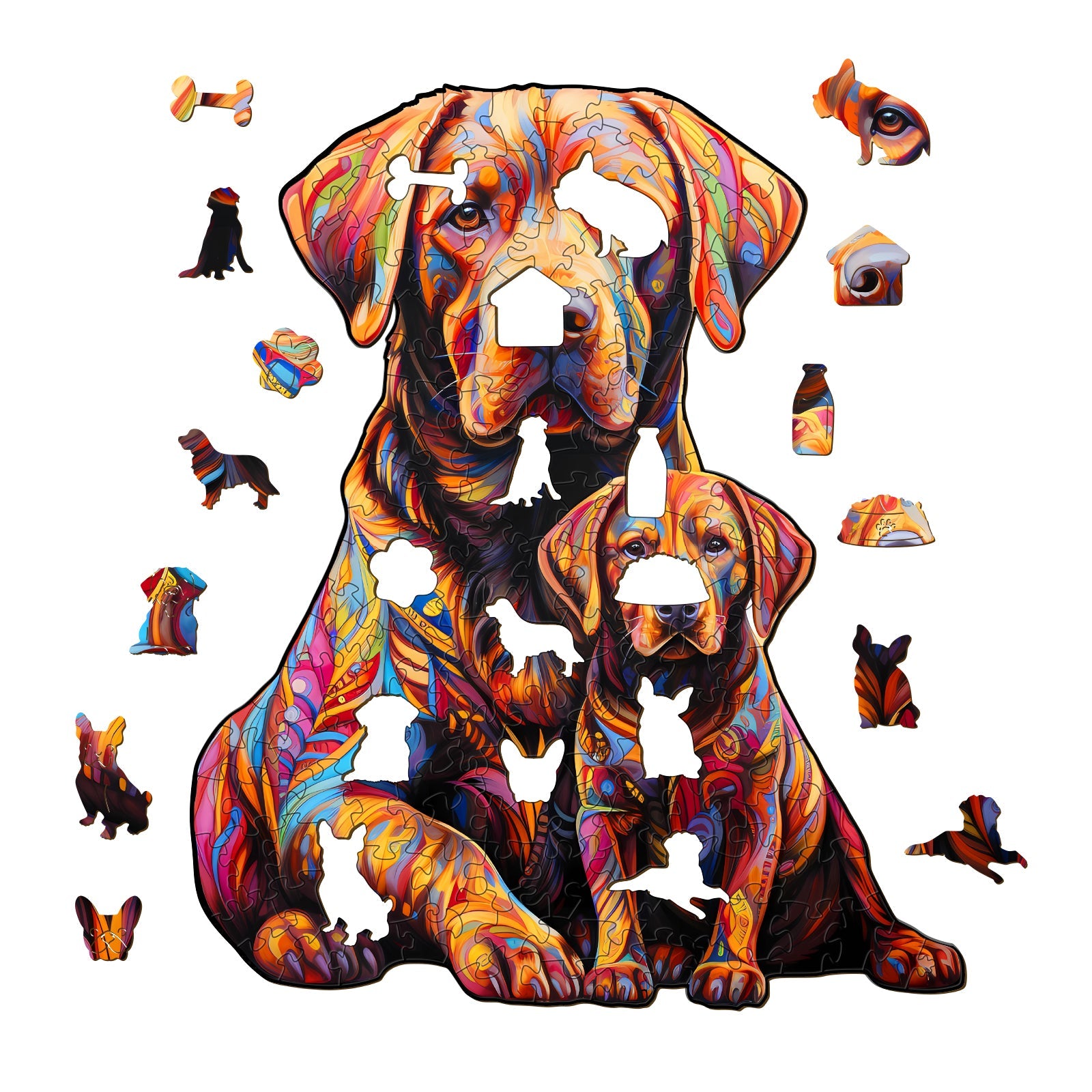 Parent-child Labrador-2 Wooden Jigsaw Puzzle
