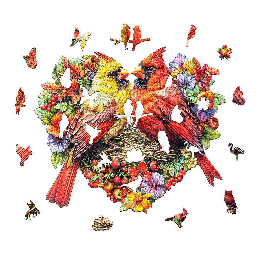 sweet cardinal Wooden Jigsaw Puzzle