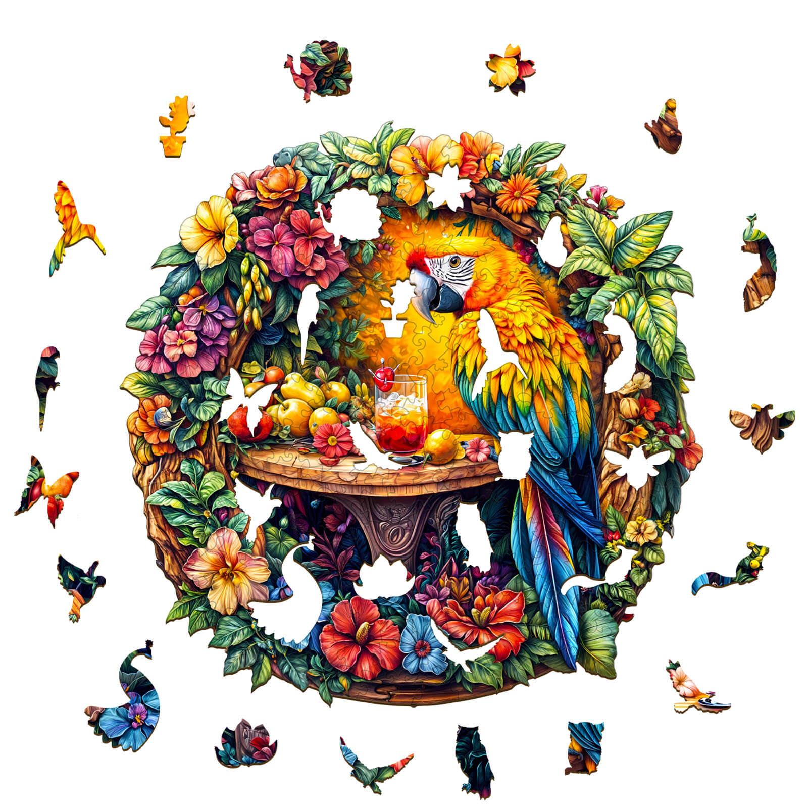 The parrot's tea-2 Wooden Jigsaw Puzzle
