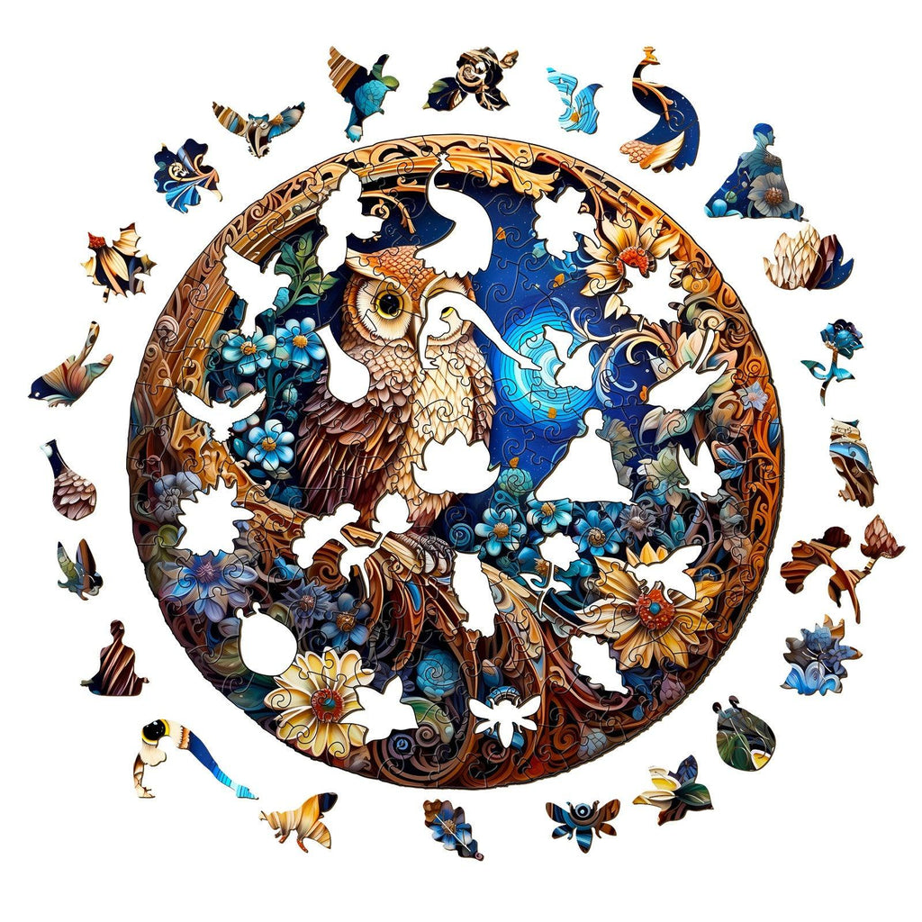 Moonlight Owl Wooden Jigsaw Puzzle