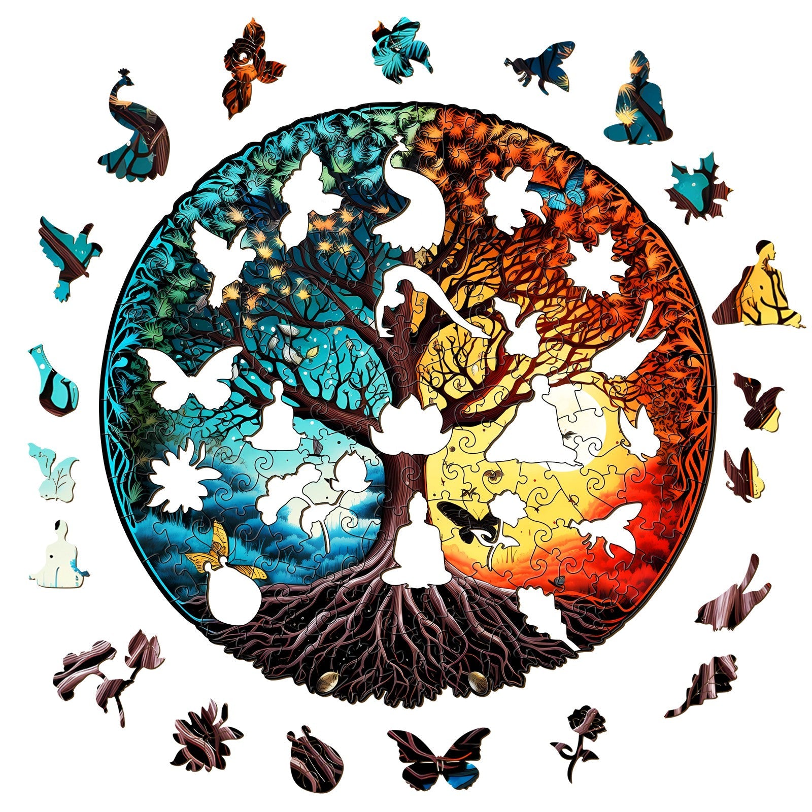 Yin Yang Tree Of Life 6 Wooden Jigsaw Puzzle