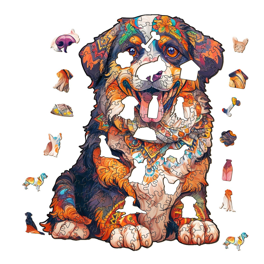 Bernese Mountain Dog Wooden Jigsaw Puzzle