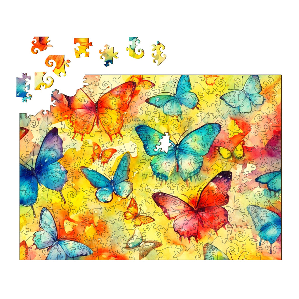 Watercolor Butterflies Wooden Jigsaw Puzzle