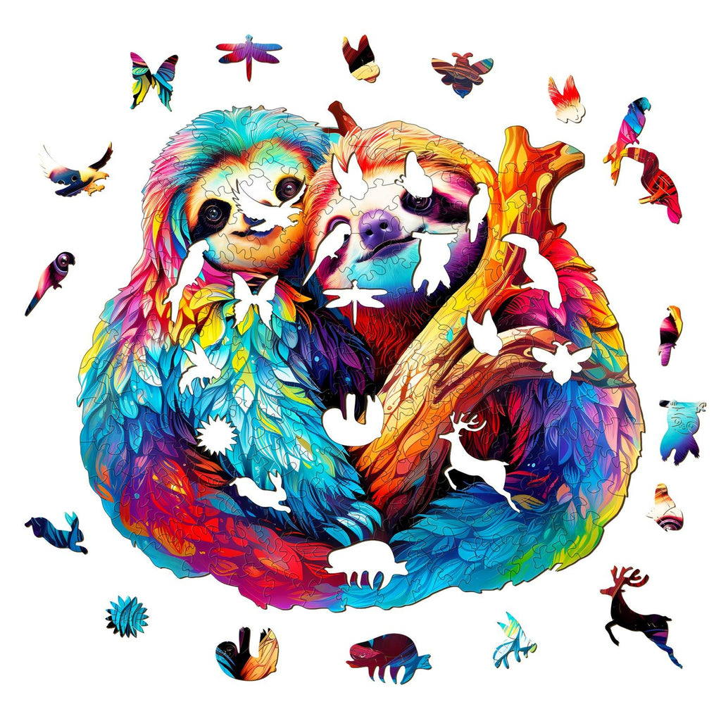 Sloth Couple Wooden Jigsaw Puzzle