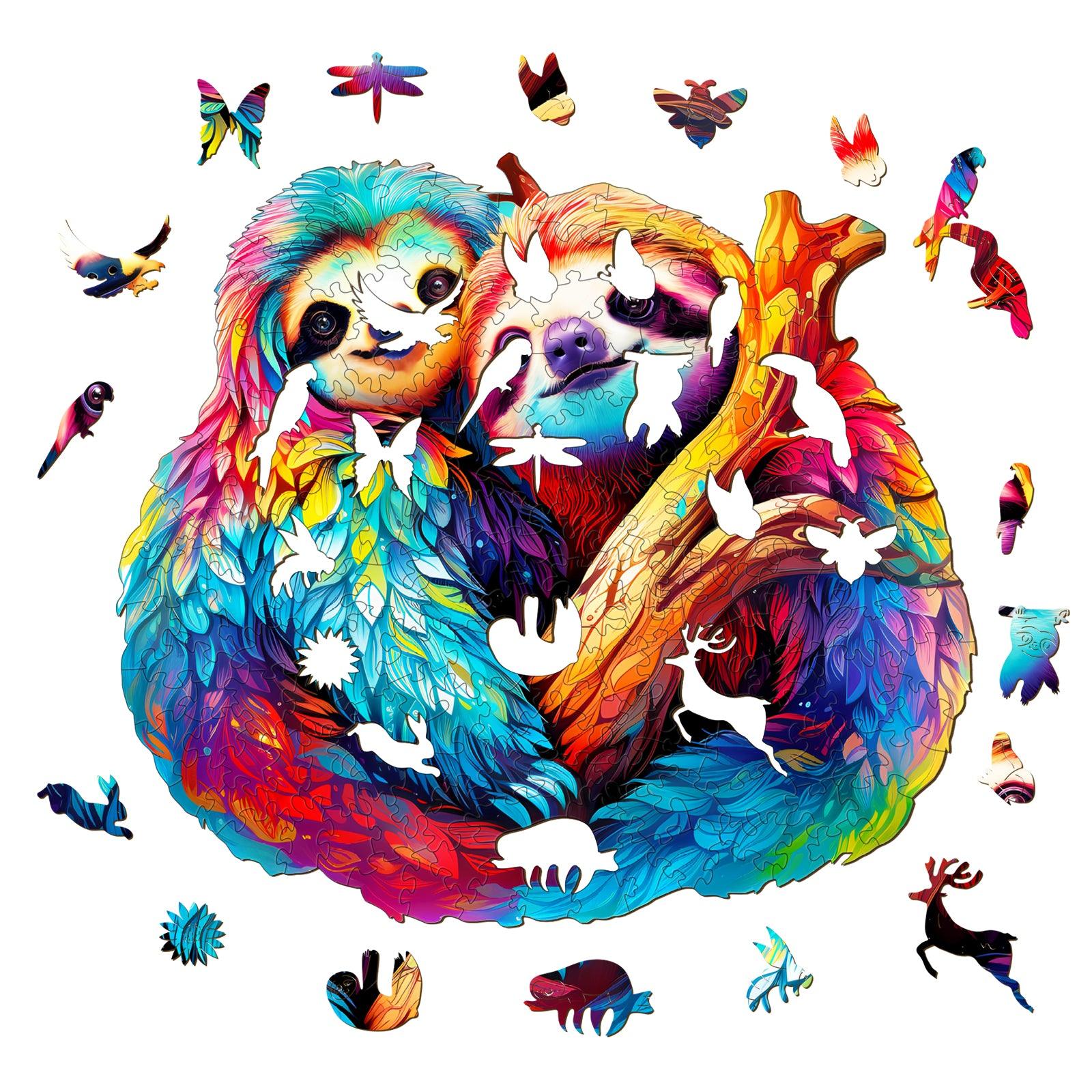 Sloth Couple Wooden Jigsaw Puzzle
