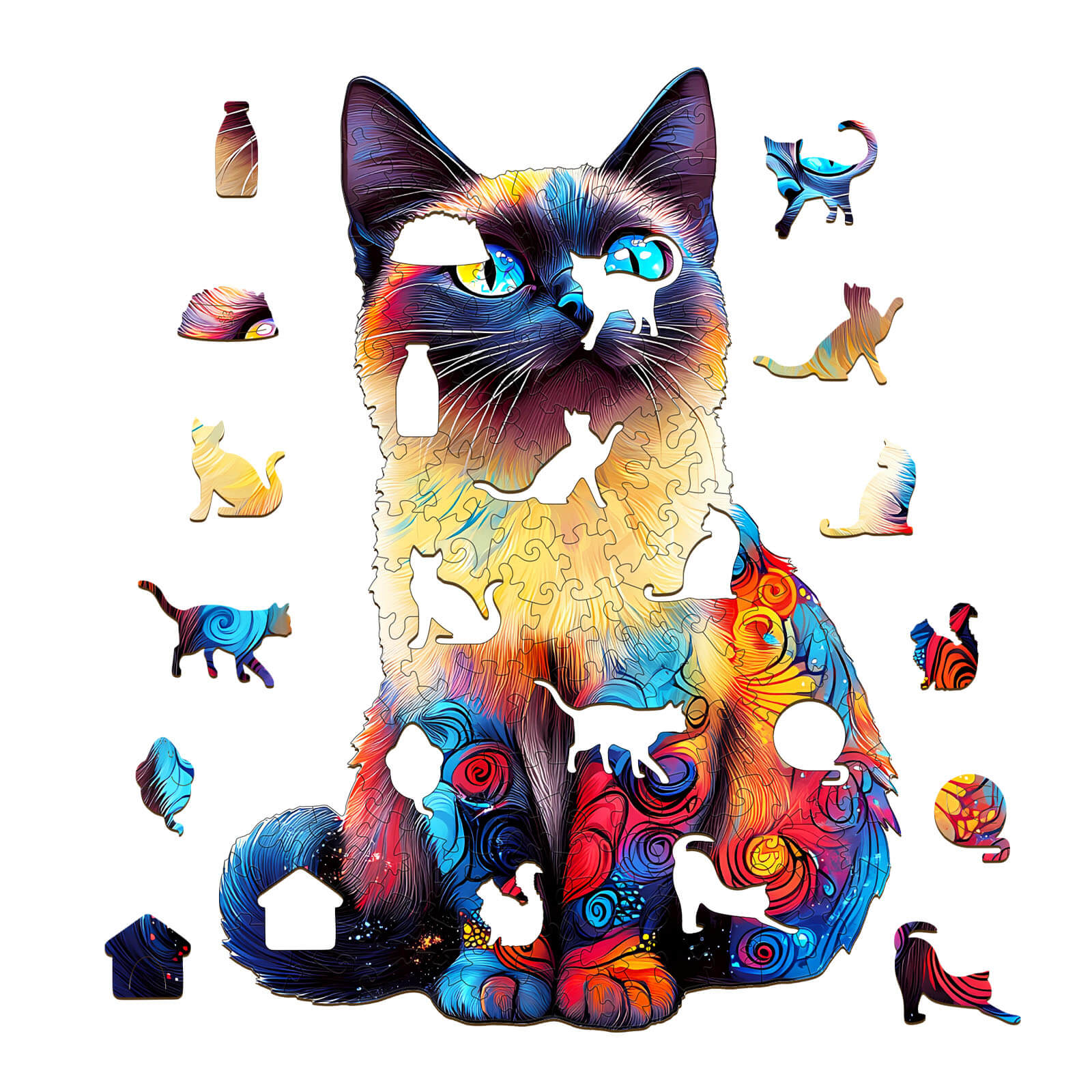 Siamese Cat-3 Wooden Jigsaw Puzzle