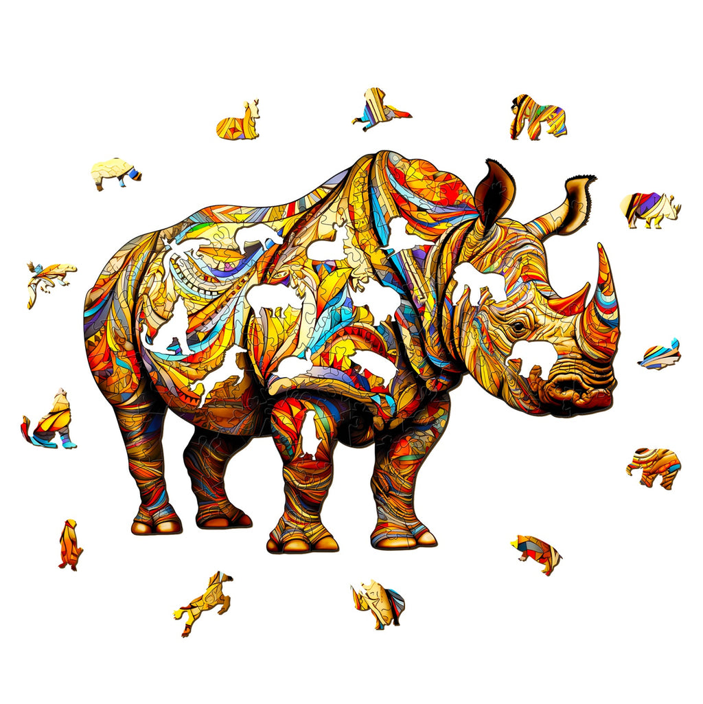 Fierce Rhinoceros Wooden Jigsaw Puzzle