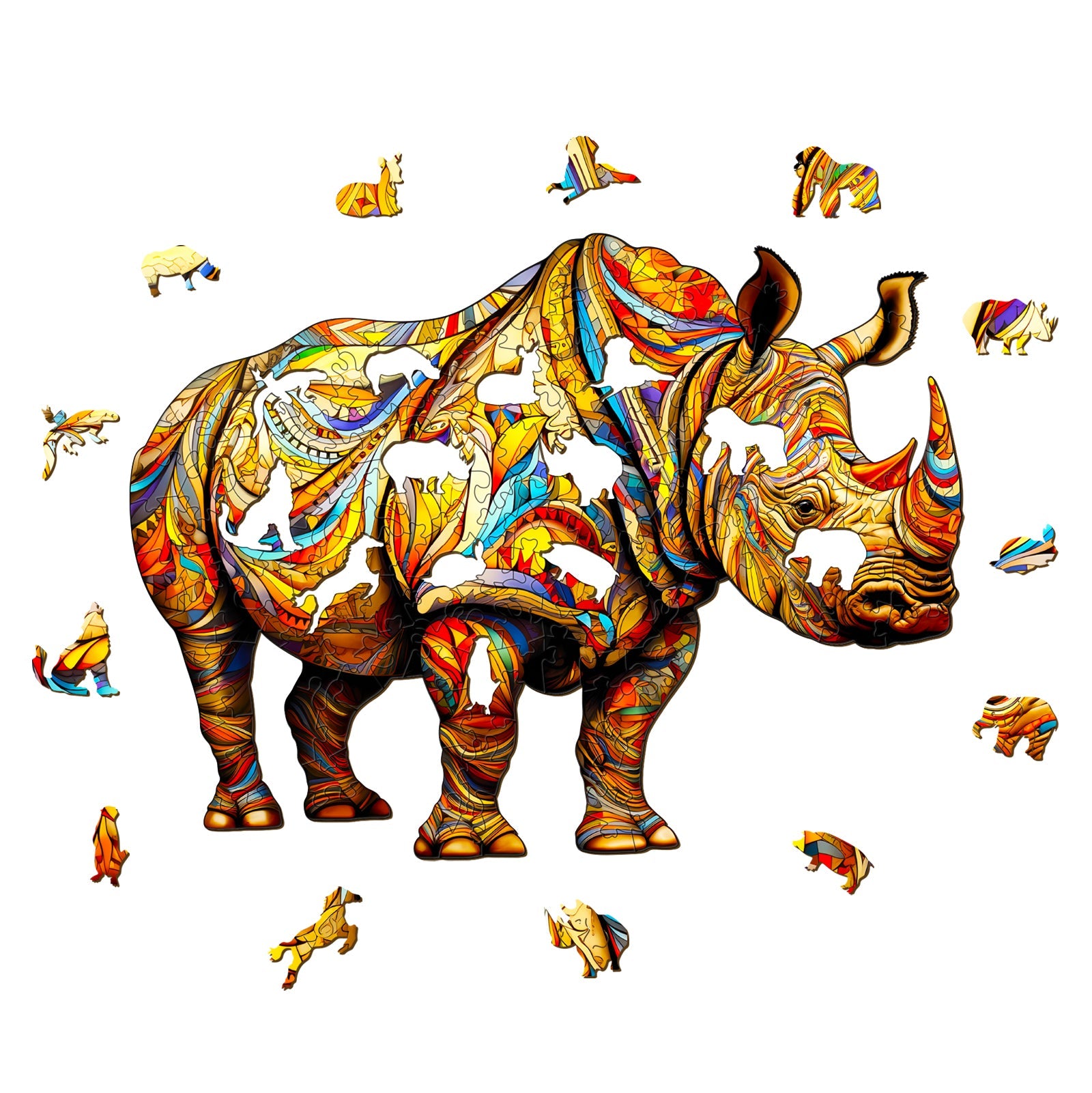Fierce Rhinoceros Wooden Jigsaw Puzzle