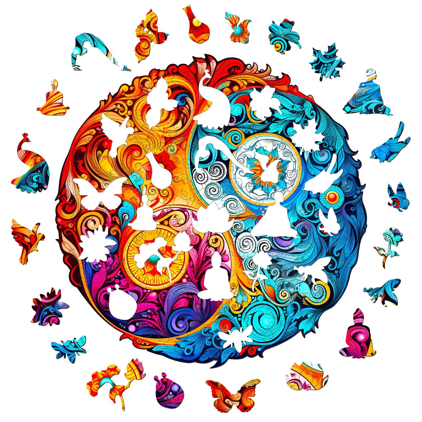 Yin Yang Mandala -5 Wooden Jigsaw Puzzle