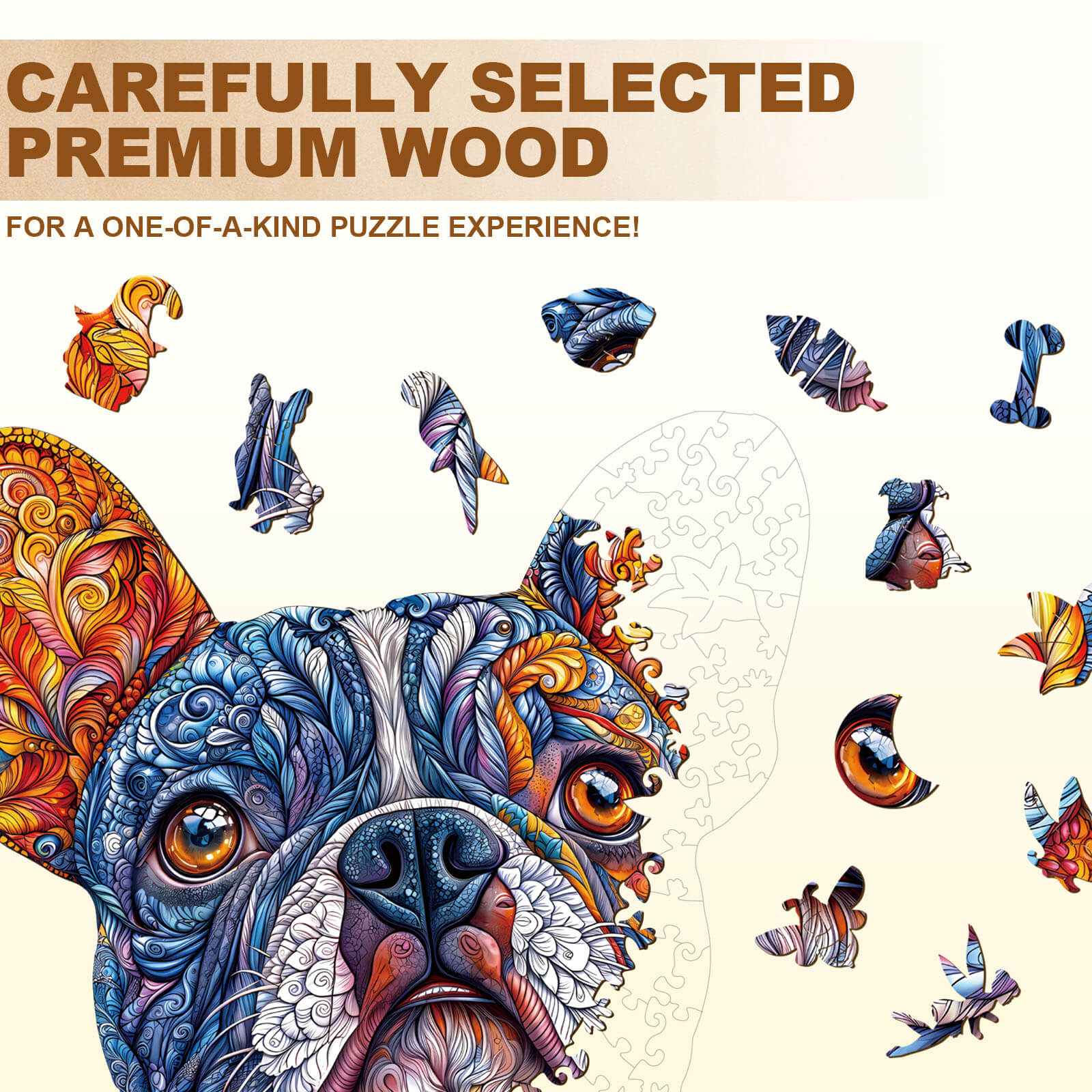 Vivid Bulldog Wooden Jigsaw Puzzle