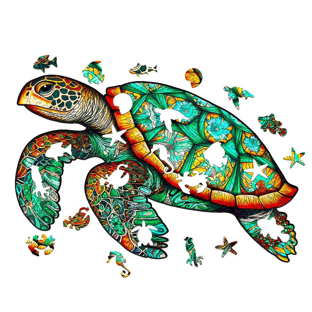 Mysterious Sea Turtle Wooden Jigsaw Puzzle