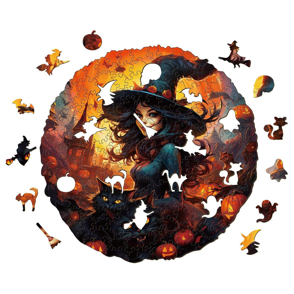 Witches and Cats Wooden Jigsaw Puzzle