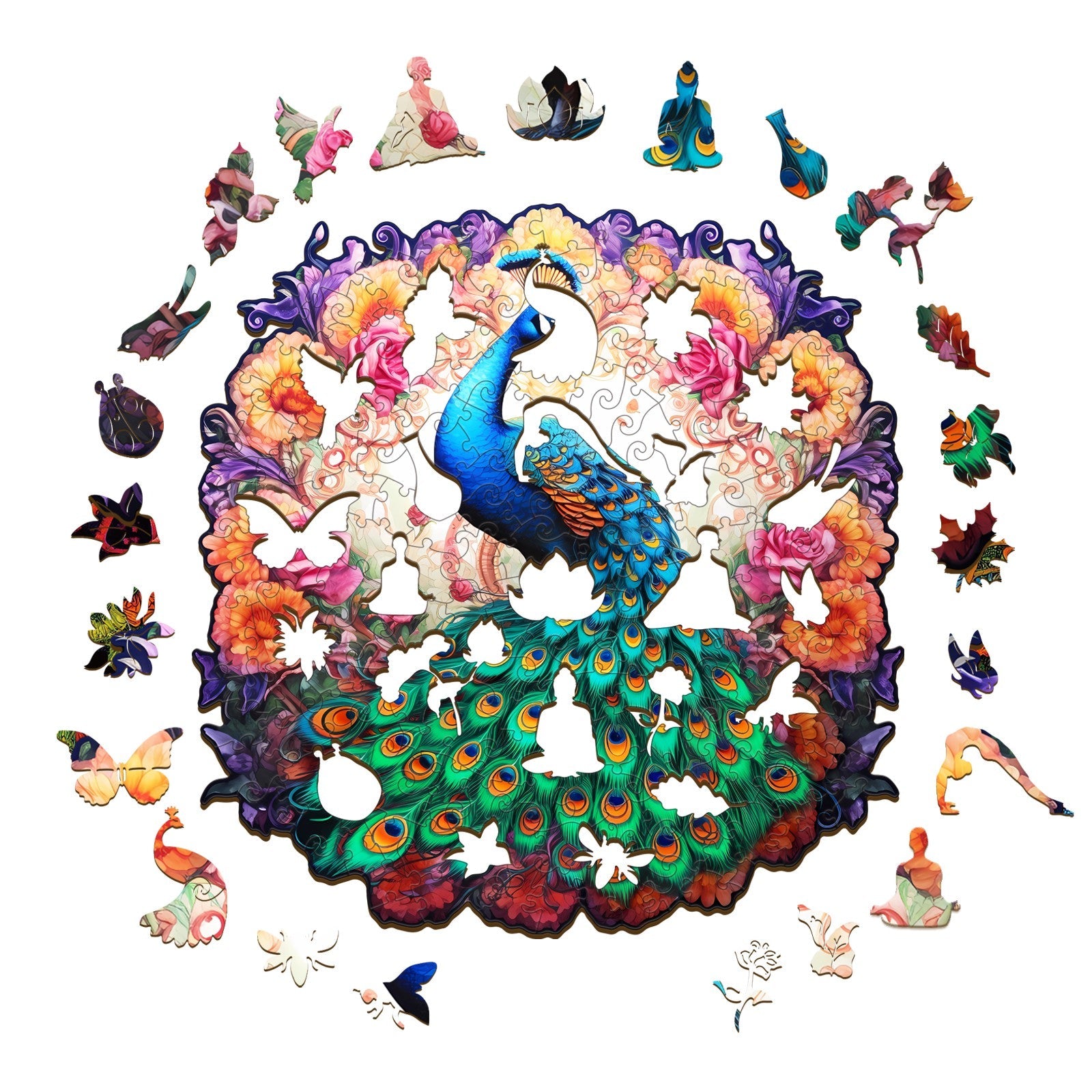 Male Peacock Wooden Jigsaw Puzzle
