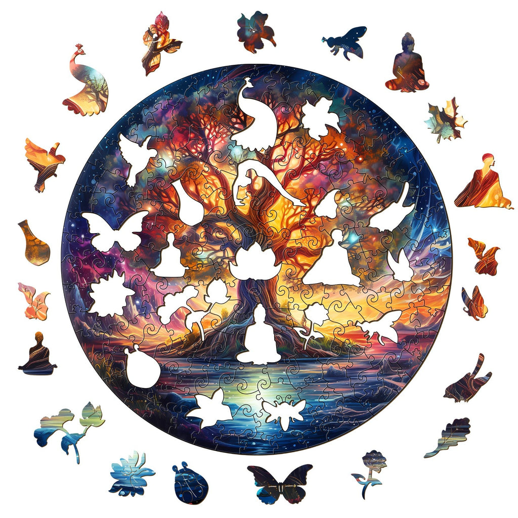 Starry Night Tree of Life Wooden Jigsaw Puzzle