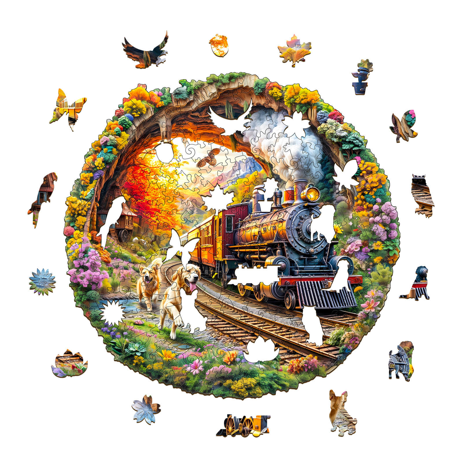 3D Racing the Train-2 Wooden Jigsaw Puzzle