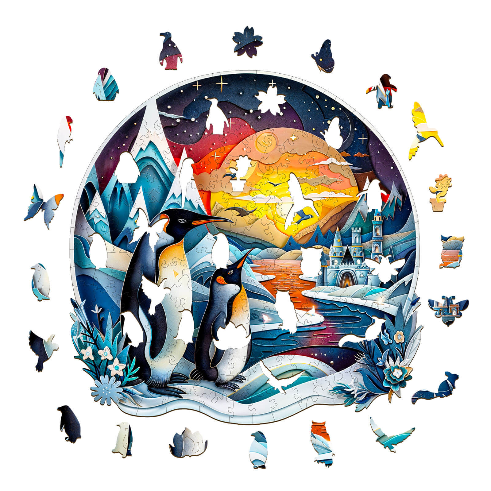 3D penguin family Wooden Jigsaw Puzzle