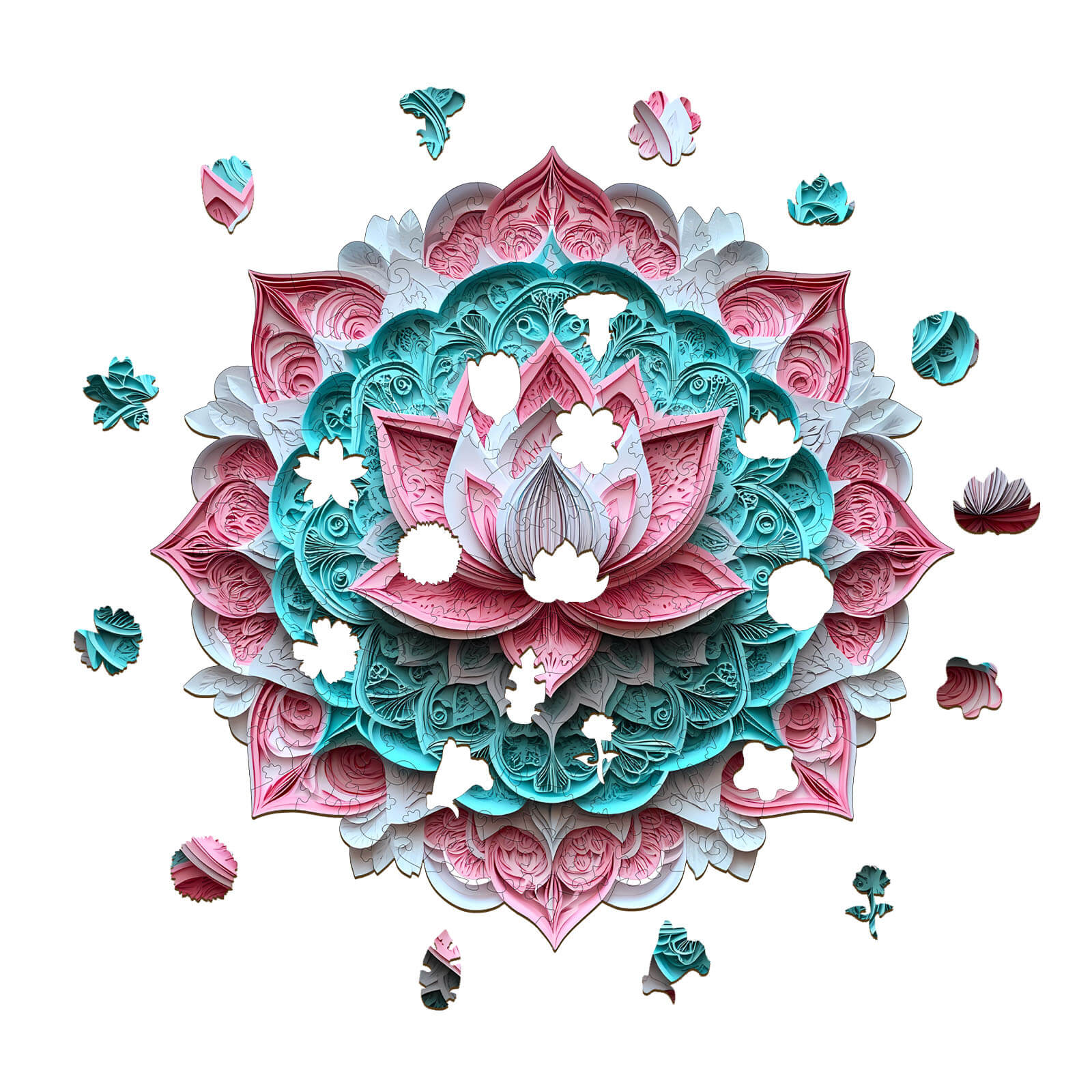 3D Mandala Lotus-1 Wooden Jigsaw Puzzle