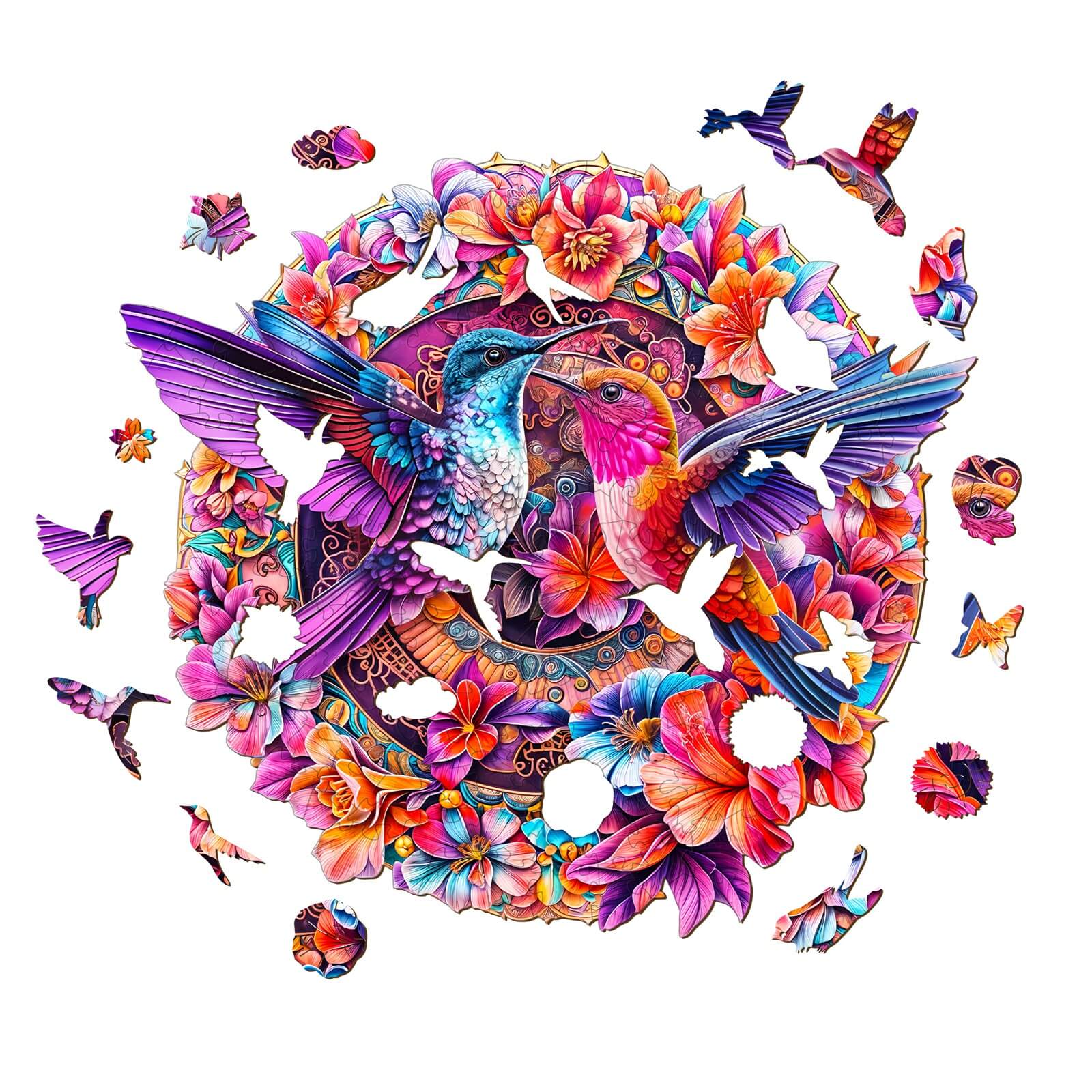 Flower Hummingbird Wooden Jigsaw Puzzle