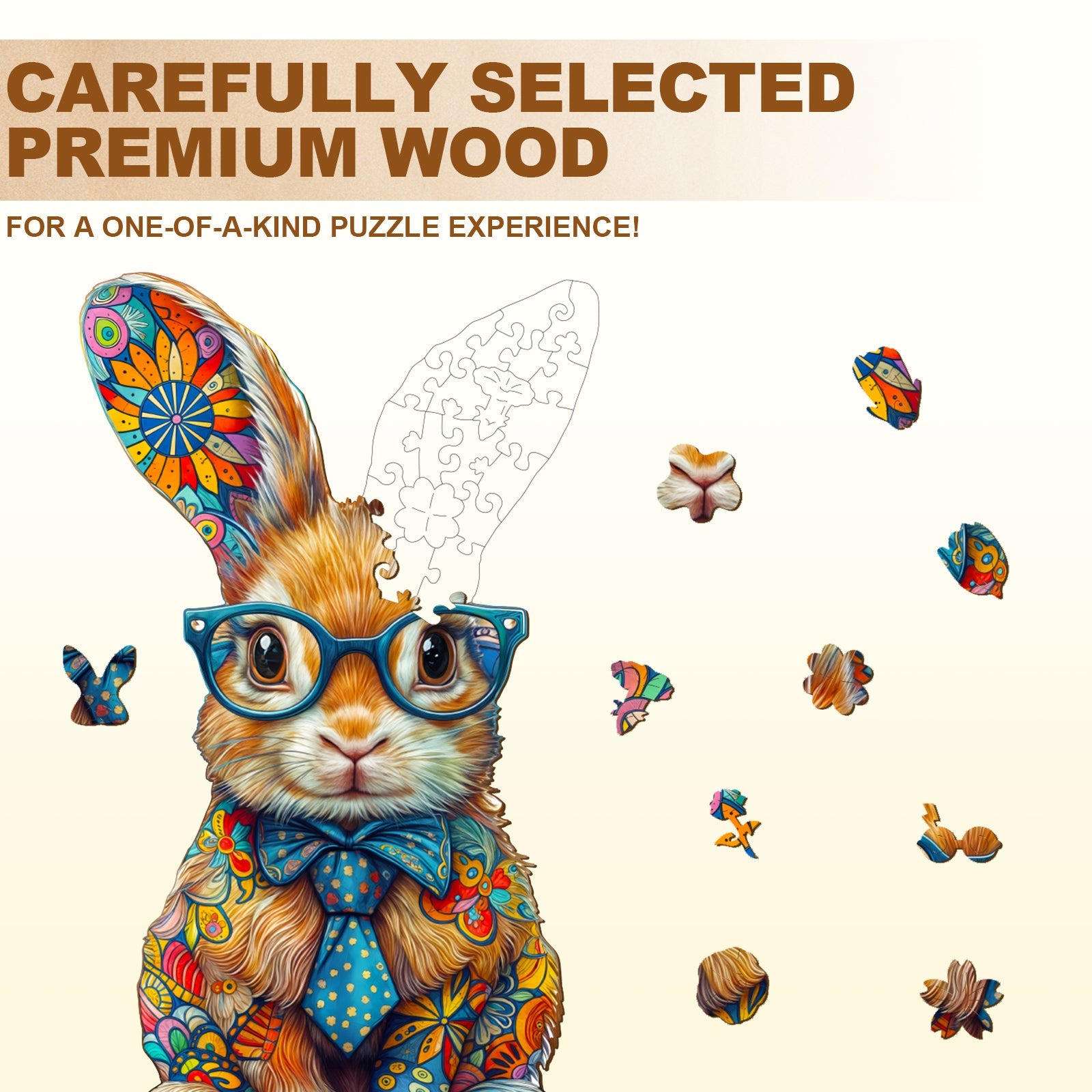 Colored bunny Wooden Jigsaw Puzzle